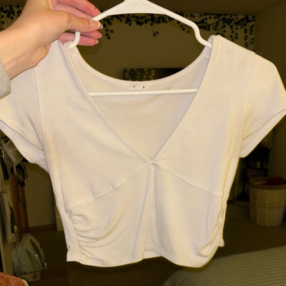 White Garage crop top